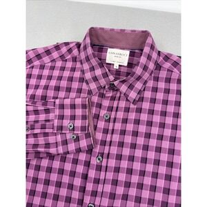Con.Struct Slim Fit 4-Way Stretch Long Sleeve Button Down Men's L‎ Purple Check